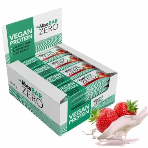 AbsoBar Zero - Eper, vegán fehérje szelet - 24 x 40 g / 24 db 