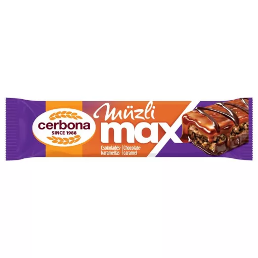 Cerbona MAX Csokoládés müzliszelet, sós-karamella réteggel, kakaós bevonó talppal 30g