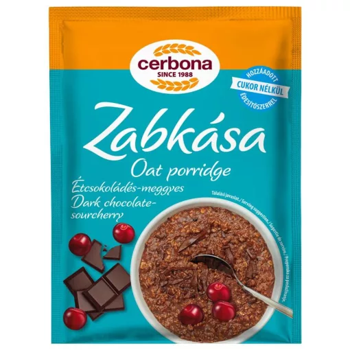 Cerbona Étcsokoládés-meggyes zabkása, hozzáadott cukor nélkül 50g