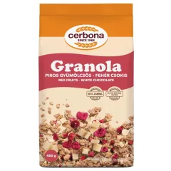   Cerbona Piros gyümölcsös-fehér csokoládés granola müzli 450g