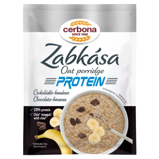 Cerbona Sport Protein Csokoládés-banános zabkása édesítőszerrel 60 g