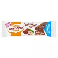   Cerbona Kakaós-mogyorós müzliszelet Cukor hozzáadása nékül édesítőszerrel 20 g