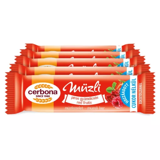 Cerbona Piros-gyümölcsös müzliszelet - Tízórai csomag / 5 x 20 g