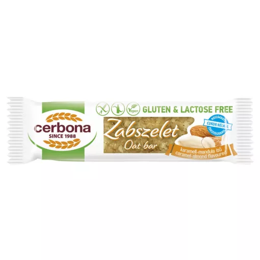 Cerbona Glutén- és laktózmentes zabszelet Karamell-mandulás, édesítőszerrel 40 g