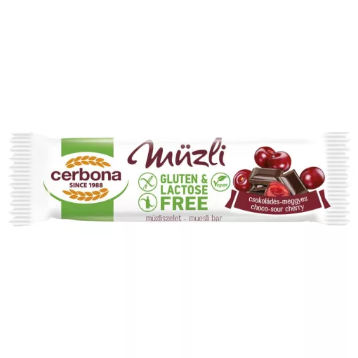 Cerbona Big Glutén- és laktózmentes Meggyes-csokoládés müzliszelet 20 x 35 g / 20 db