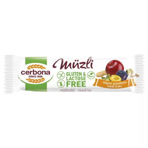 Cerbona Big Glutén- és laktózmentes Magvas-gyümölcsös müzliszelet 20 x 35 g / 20 db