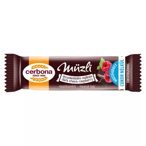 Cerbona Étcsokoládés-málnás müzliszelet 20 x 20 g / 20 db