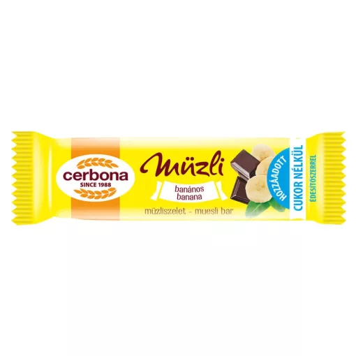 Cerbona Banános müzliszelet Kakaós bevonóval és Édesítőszerrel 20 x 20 g / 20 db
