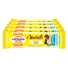   Cerbona Banános müzliszelet Kakaós bevonóval és Édesítőszerrel - Tízórai csomag / 5 x 20 g