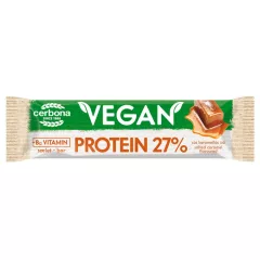   Cerbona Vegan Magas fehérjetartalmú sós-karamelllás ízű szelet kakaós bevonattal, édesítőszerekkel, gluténmentes - 40 g